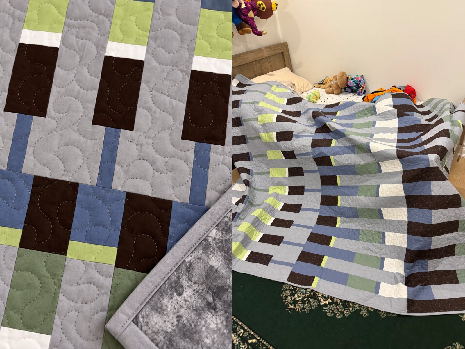 A close, cropped detail of the Lineage quilt.